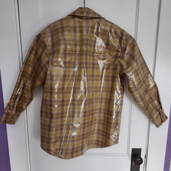 Madewell NWT Laminated Superoversized Shirt-Jacket in Yarn-Dyed Plaid, Size XS - Picture 7 of 8